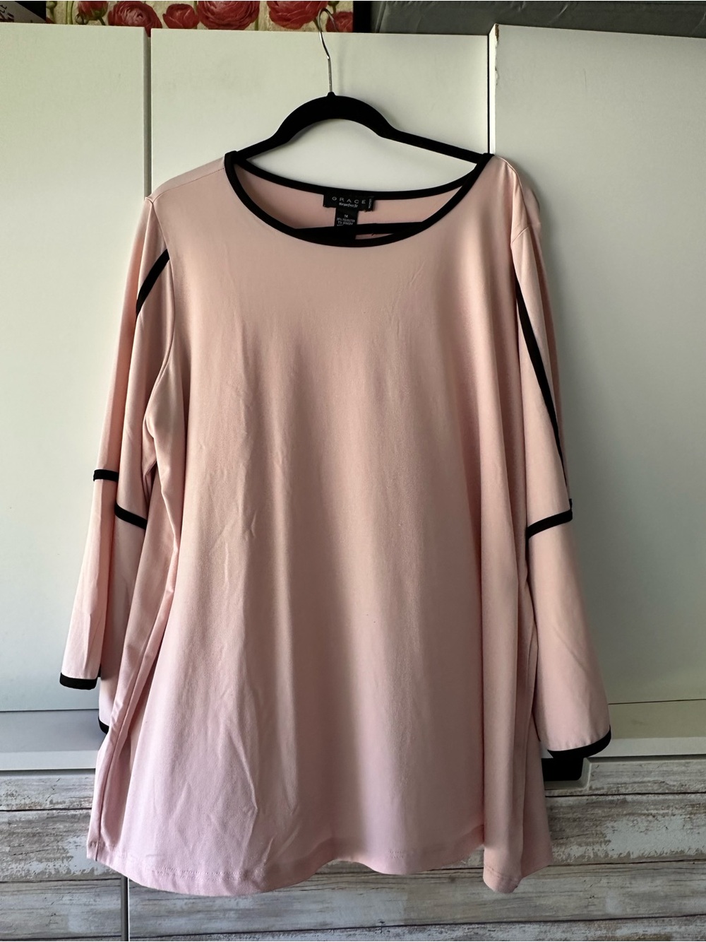 🌸 Grace The Perfect Fit Blush Pink Contrast Trim Tunic Top 1X